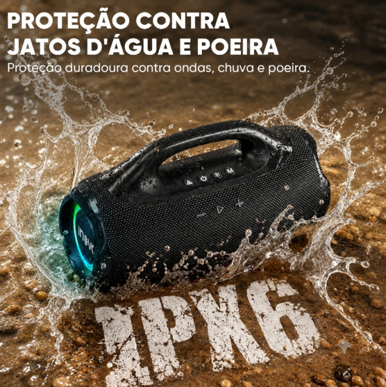 INOVA Caixa de Som Bluetooth 30W Potente IPX6 RGB TWS Bateria 3000mAh 8h Portátil USB TF