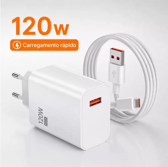 Carregador rápido de 120W com 6A USB C cabo 1M para Mi Turbo Charge Turbo Power Cabo USB + Cabo Tipo C 4.7