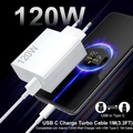 Carregador rápido de 120W com 6A USB C cabo 1M para Mi Turbo Charge Turbo Power Cabo USB + Cabo Tipo C 4.7